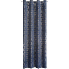 Aizkars 135x250 Kaja tumši zilā zelta ģeometrisks gatavs ar E11 cilpām