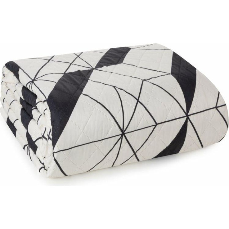 Dekoratīvais gultas pārklājs 220x240 Geo 1 balts melns ģeometrisks D91 A