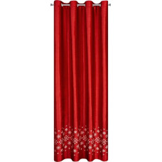 Aizkars 140x250 Noel Ziemassvētku sarkanā samta sniega pika ar cilpām