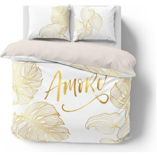 Kokvilnas gultas veļa 220x200 baltais zelts Amore 4718 A Holland Home 71