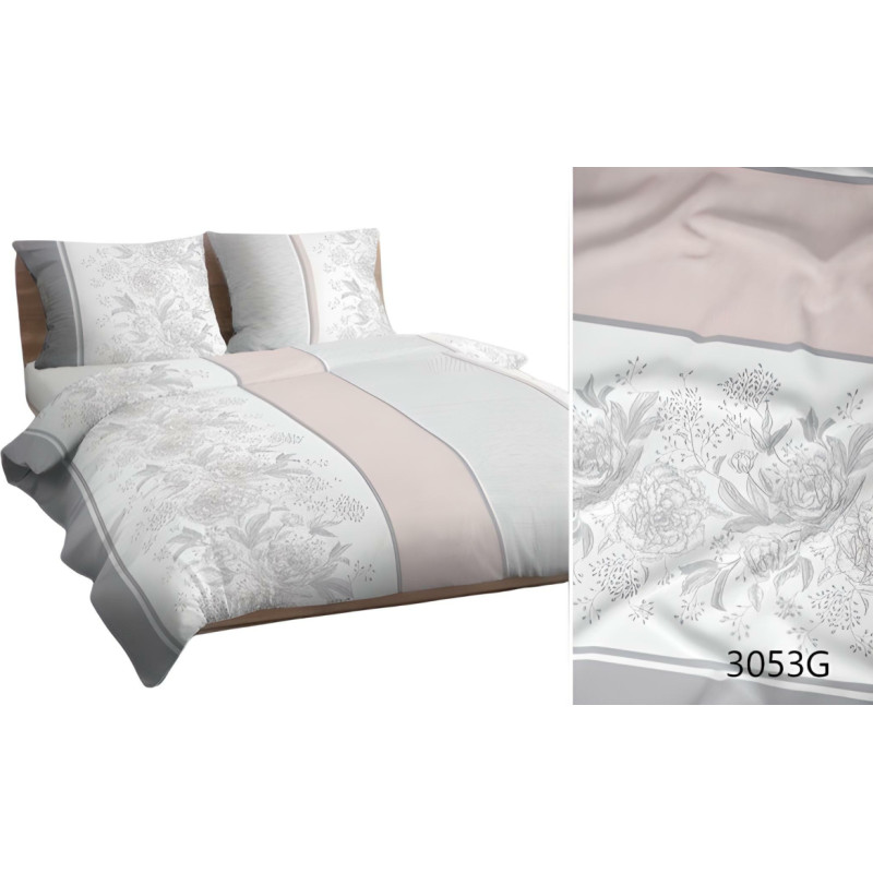 Kokvilnas gultasveļa 140x200 pūderpelēki ziedi 3053 G kokvilna Maks