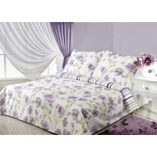 Ashley krēms violets Premium satīna gultas veļa 200x220