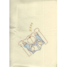 Flīsa bērnu sega 75x88 somā ar Embroidery Cream Teddy Bear ar grāmatu.