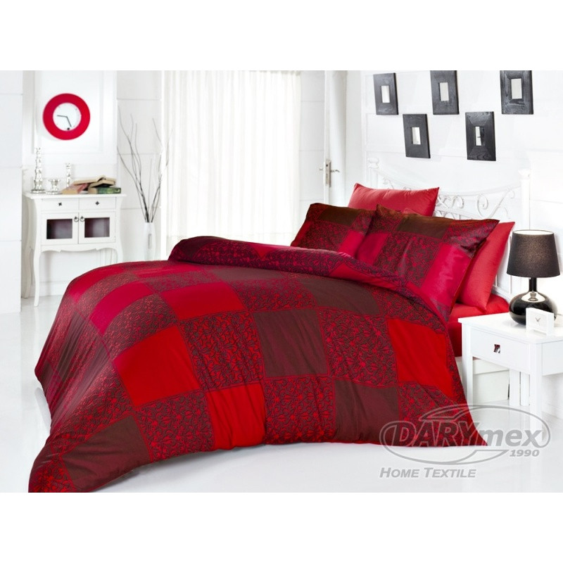 Satīna gultas veļa izmērs 160x200 Mona Red Luxury Exclusive