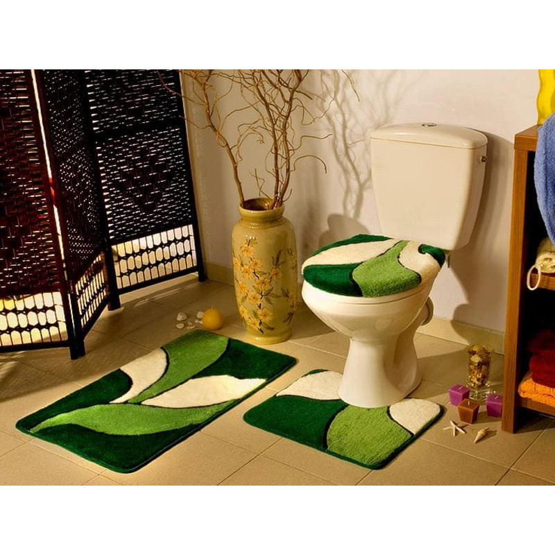 Borneo 3-daļīgs vannas istabas paklājs N-31 Green