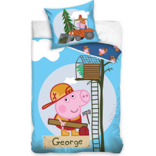 Kokvilnas gultas veļa 160x200 C Peppa Pig George celtnieks PP8015 8528