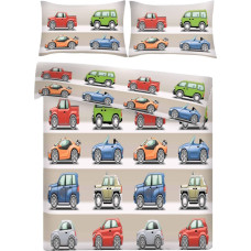 Kokvilnas gultasveļa 140x200 1077E Automašīnas Auto Krāsains