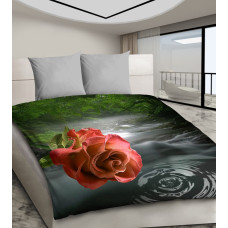 3D mikrosatīna gultas veļa 160x200 04 Red Rose and Stream 0934 Bed&You