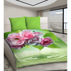 3D mikrosatīna gultas veļa 160x200 15 Rozā ziedi pie ūdens 1030 Bed&You