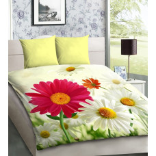 3D mikrosatīna gultas veļa 160x200 17 Camomiles Pink and White 1054 Bed&You