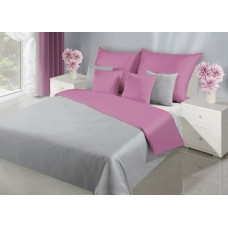 Nova sudraba rozā divpusēja satīna gultas veļa 200x220