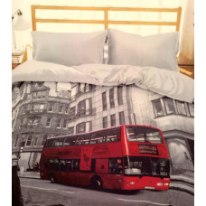 3D mikrosatīna gultas veļa 160x200 27 Bus Red London 0019 Bed&You