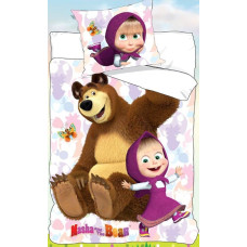 Kokvilnas gultas veļa 160x200 Maša un lācis Maša 03 710-163