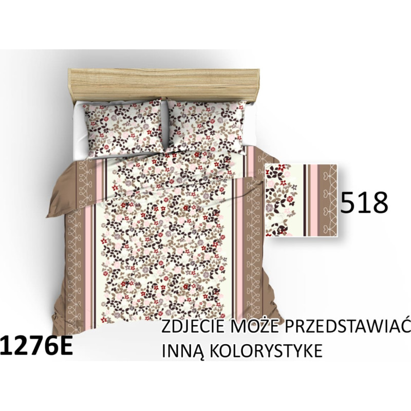 Flaneļa gultasveļa 180x200 1276E bēša ar maziem ziediem