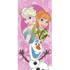 Kokvilnas dvielis 70x140 Frozen Anna Elsa Olaf rozā 8071