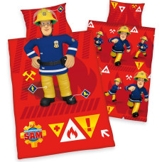 Kokvilnas gultas veļa 100x135 Fireman Sam 4590 Ugunsdzēsības nodaļa bērnu gultiņai