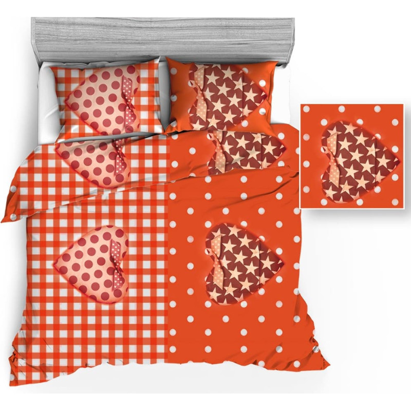 Mizas pakaiši 140x200 1325 oranžas baltas sirsniņas polka punktiņi režģis zvaigznes 436N ar abpusēju rāvējslēdzēju