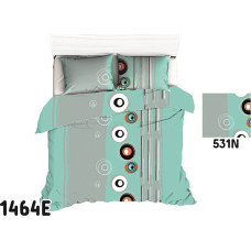 Kokvilnas gultas veļa 160x200 1464E zili pelēka apļa ģeometrija 531N