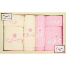 Dvieļu komplekts Capri kastē, 6 gab. Teardrop 05 krēmkrāsas rozā