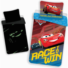Kokvilnas gultas veļa 140x200 Cars Cars 3779 Lightning McQueen spīd tumšā spilvendrāna 70x90