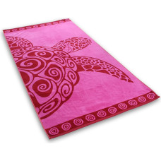 Decoking Pludmales dvielis 90x180 Pinkturtle 0456 Rozā bruņurupuča spirāles sarkanas svītras