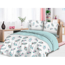 Satīna gultas veļa 140x200 1444/1 lapas pasteļkrāsas spalvas Satynlove