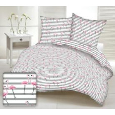 Mizas pakaiši 140x200 128F balti flamingo rozā svītras pelēkas