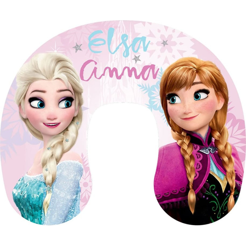 Frozen Frozen croissant ceļojumu spilvens 2918 rozā Anna Elsa snowflakes