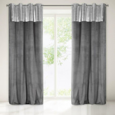 Aptumšojošs aizkars 140x250 Brilants, tērauds, sudrabs, gatavs ar cilpām