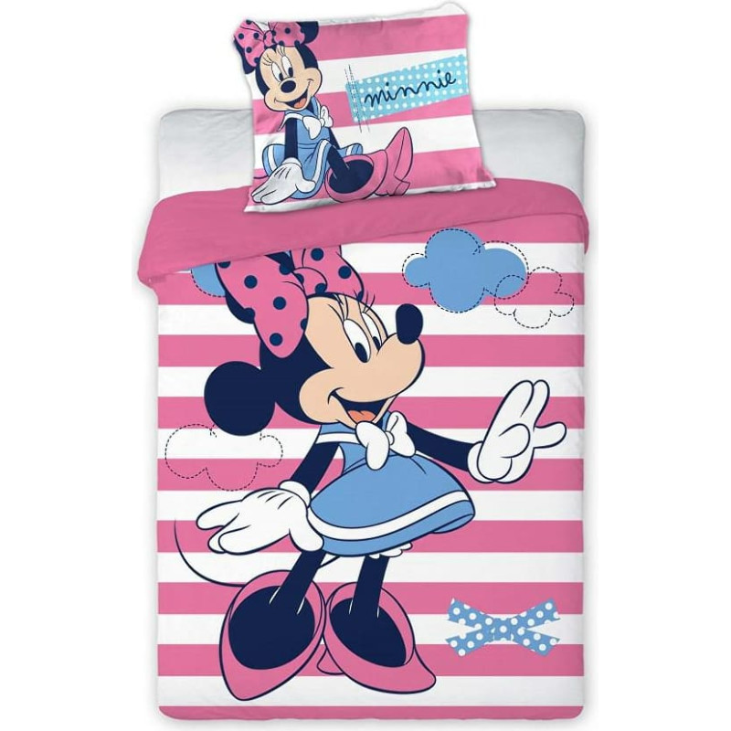 Kokvilnas gultas veļa 100x135 Mini Mouse 6524 Minnie Mouse rozā spilvendrāna 40x60