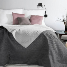 Dekoratīvais gultas pārklājs 170x210 Adri, tērauds, sudrabs, abpusējs