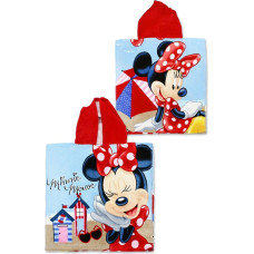 Bērnu pončo 55x110 Mini Mouse 1640 Minnie Mouse uz pludmales dvielis ar kapuci