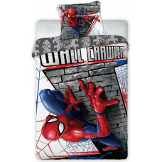 Kokvilnas gultas veļa 160x200 Spiderman 4553 Spider Man pelēka siena