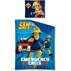 Kokvilnas gultas veļa 140x200 Fireman Sam 7350 ugunsdzēsēju brigāde darbībā zilā krāsā