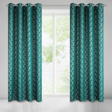 Gatavs aizkars ar cilpām 140x250 Noelia zaļa sudraba ģeometrija