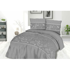 Satīna gultasveļa 140x200 tauriņi ziedi polka punktiņi pelēki balti 1480/1 Satynlove