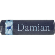 Dvielis ar izšuvumu 50x90 Damian tumši zila zila bantīte vārda dienas dāvanā