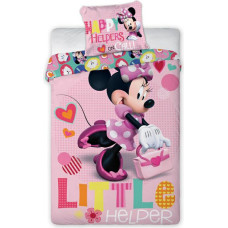 Kokvilnas gultas veļa 140x200 Mickey Mouse Minnie Mause 142 rozā abpusēja spilvendrāna 70x90 3416