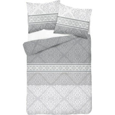 Satīna gultas veļa 160x200 Glamour austrumu ornamenti pelēki balti 2875 C Fashion Satin