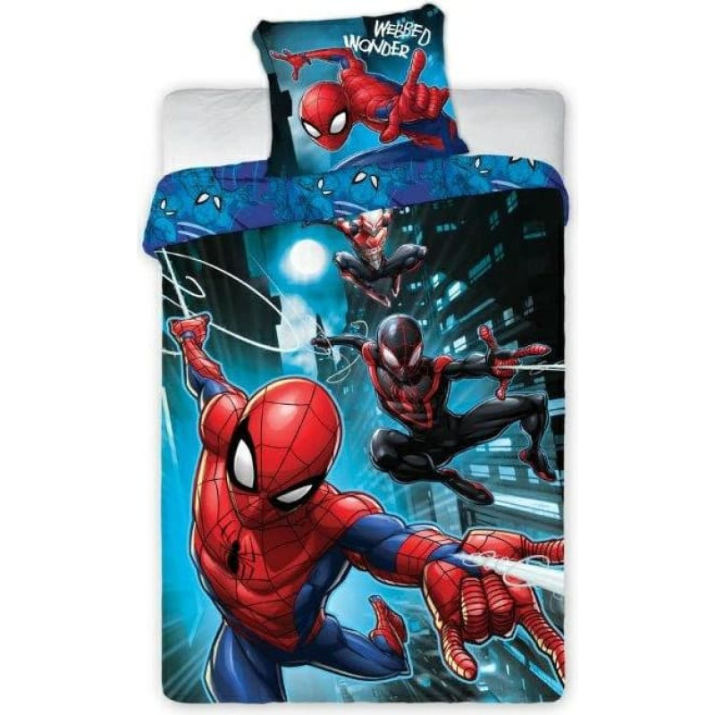 Kokvilnas gultas veļa 160x200 Zirnekļcilvēka Zirnekļcilvēka darbība Zirnekļcilvēki 036 zils 7011