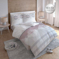 Satīna gultasveļa 160x200 Glamour austrumu balts rozā pulveris 2935 D