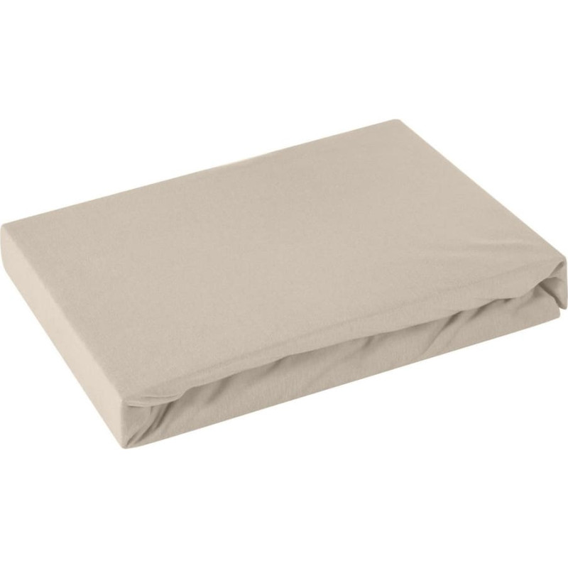 Džersija palags ar elastīgo joslu 160x200 bēšs augstajam matracim 30 cm 125 g/m2