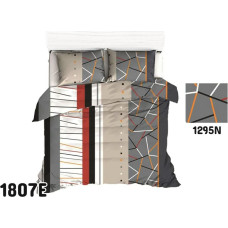 Kokvilnas gultasveļa 180x200 1807E ģeometriski pelēka sarkana balta oranža 1295N