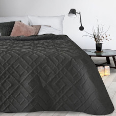 Dekoratīvais gultas pārklājs 230x260 Alara 2 melns, ģeometrisks raksts