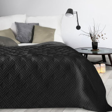 Dekoratīvais gultas pārklājs 230x260 Alara 1 melns ar ģeometrisku rakstu