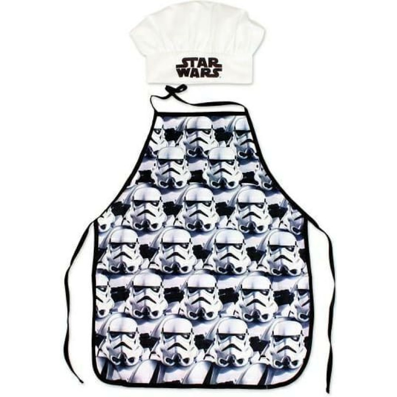 Star Wars virtuves komplekts priekšauts šefpavāra cepure 5250 Star Wars balta melna
