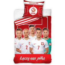 Kokvilnas gultas veļa 160x200 futbolisti 2936 sarkana Polija Futbola komanda Bumba mūs vieno PZPN173066