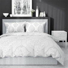 Satīna gultas veļa 140x200 3420 B Glamour pelēki balti austrumu ornamenti Sākums Satīns