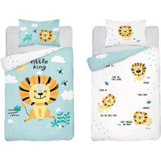 Bambusa gultas veļa 90x120 Lion King piparmētru balts 3524 A gultai divpusēja spilvendrāna 40x60 5964