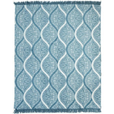 Akrila kokvilnas sega 150x200 041 JB zili austrumu ornamenti ar bārkstīm gultas pārklājs